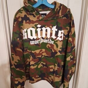 Camouflage Hoodie with Bold Text
